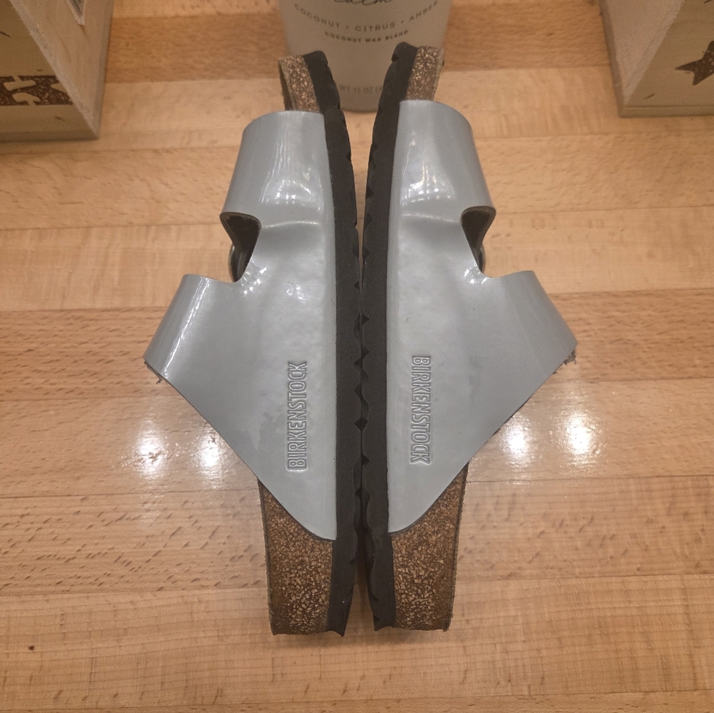 Birkenstock Arizona Big Buckle Dove Gray Patent Birko-Flor Womens Size EU 36 - Picture 6 of 11